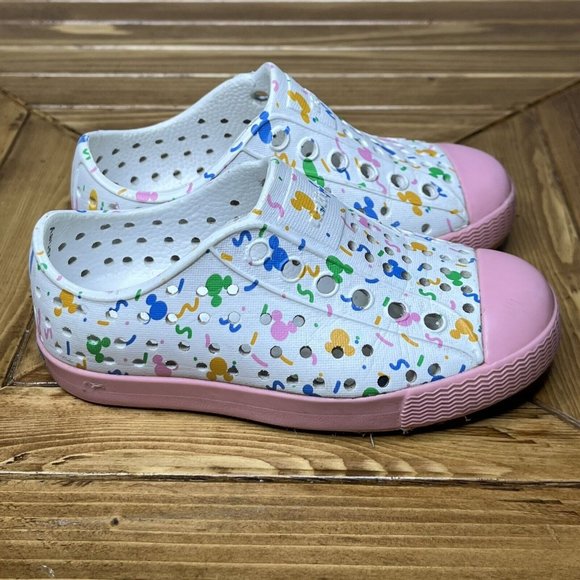 Native Other - Native Shoes Girls C7 White Pink Disney Jefferson Confetti Mickey Mouse Water